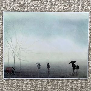 Original watercolor on silk by Tai Poon, signed, authenticity cert included